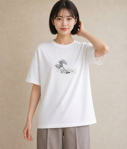 デザインTシャツ レディース 海 リゾート 夏 イラスト 北欧風 春コーデ 姉妹 白T YMAZO