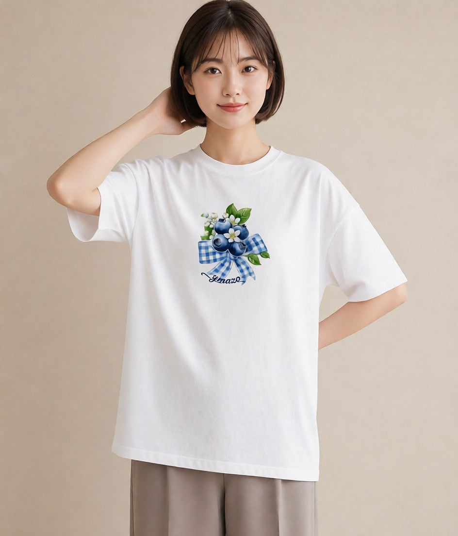 半袖Tシャツ レディース 木の実 植物 ボタニカル イラスト クリスマス 旅行 白T YMAZO