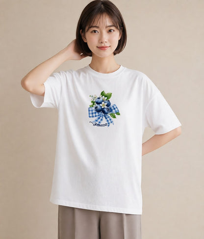 半袖Tシャツ レディース 木の実 植物 ボタニカル イラスト クリスマス 旅行 白T YMAZO