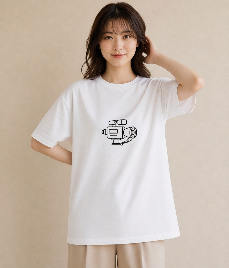 グラフィックTシャツ レディース カメラ フィルムカメラ レトロカメラ イラスト ユニーク デート 帰省 白T YMAZO