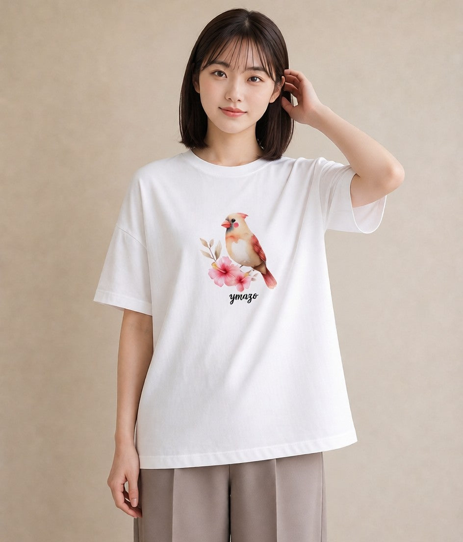 Tシャツ レディース オカメインコ ペット 動物 イラスト 韓国風 ギフト 母の日 白T YMAZO