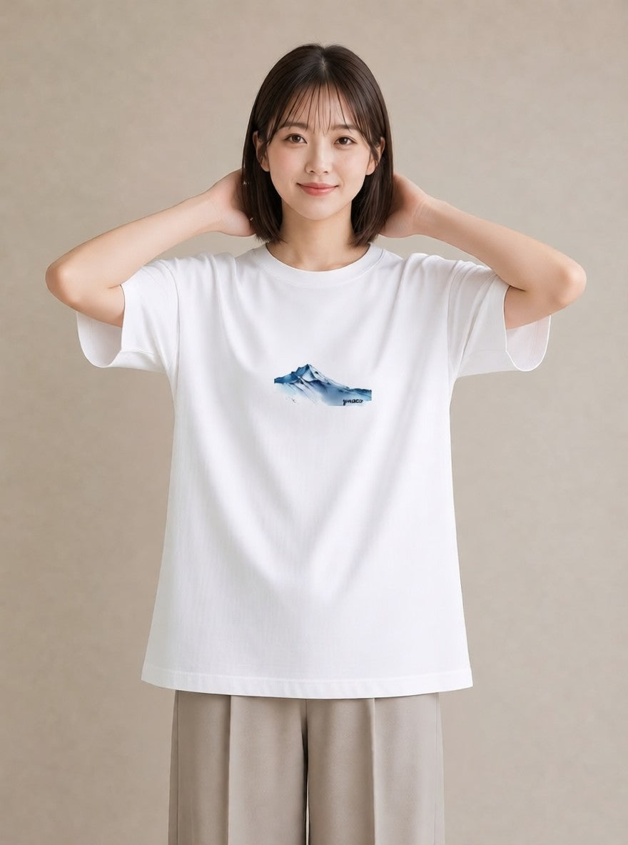 デザインTシャツ レディース 山 星空 宇宙 イラスト こなれ感 送別ギフト 通勤 白T YMAZO