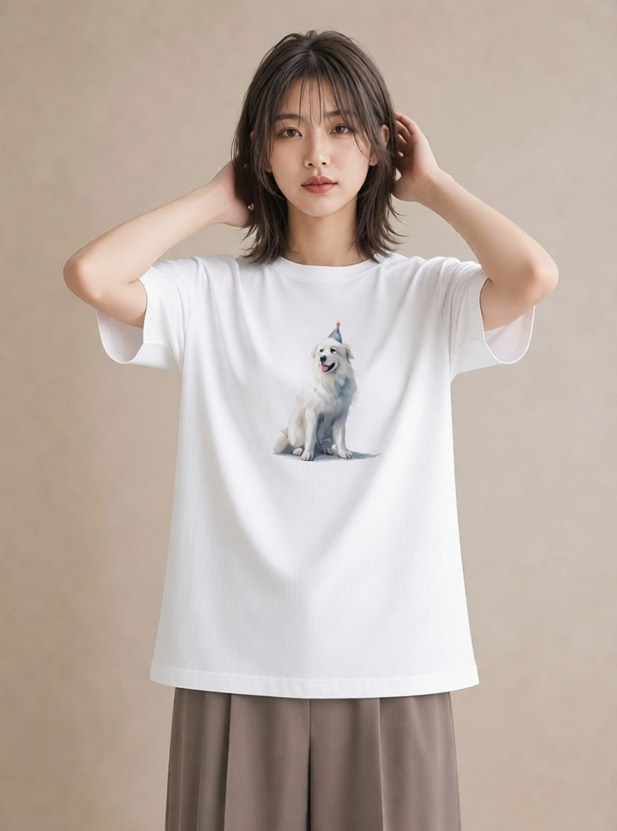 プリントTシャツ レディース 老犬 犬 いぬ イラスト 抜け感 自分用 ルームウェア 白T YMAZO
