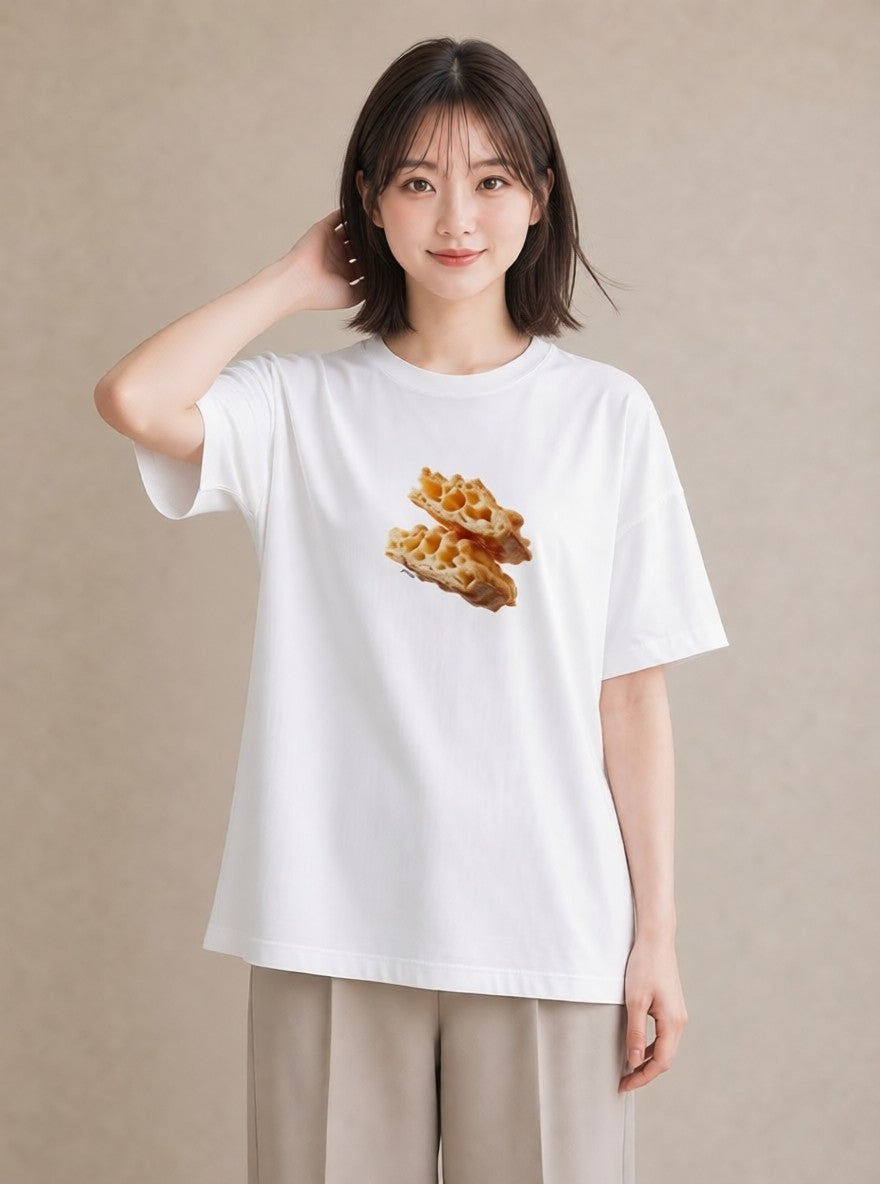 半袖Tシャツ レディース たい焼き 食べ物 フード イラスト アート風 親子 20代 白T YMAZO