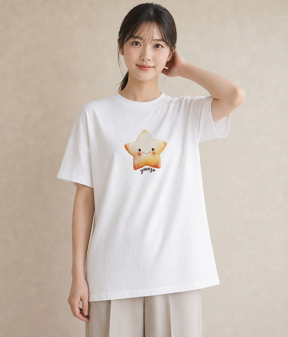 半袖Tシャツ レディース 流れ星 星空 宇宙 イラスト きれいめカジュアル 旅行 母娘コーデ 白T YMAZO