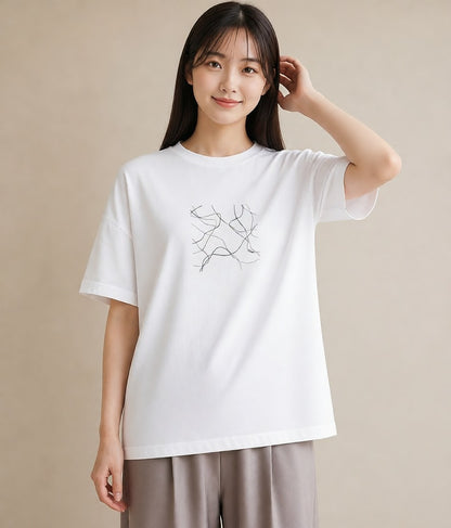プリントTシャツ レディース 幾何学 ミニマル ジオメトリック イラスト ヴィンテージ風 ギフト 母の日 白T YMAZO