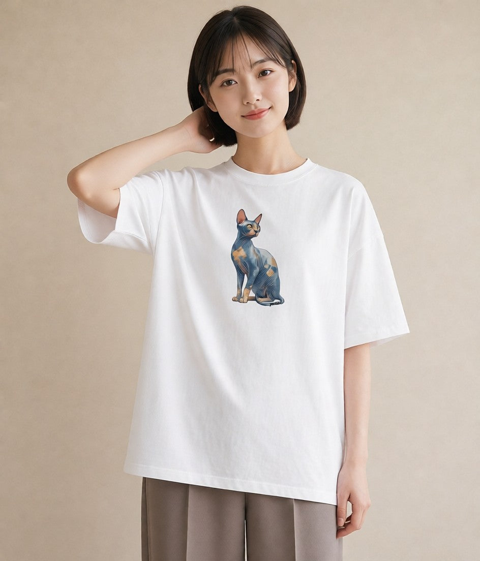 グラフィックTシャツ レディース シャム 猫 ねこ イラスト カフェコーデ 親子 20代 白T YMAZO
