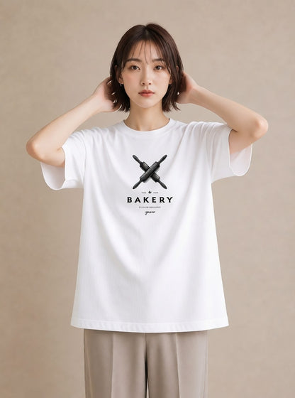 デザインTシャツ レディース パン ベーカリー レトロ イラスト ミニマル 女子会 お揃い 白T YMAZO