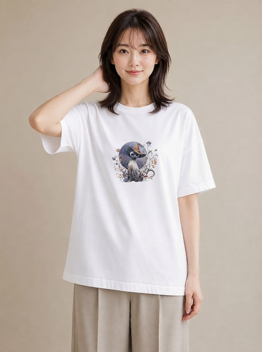 デザインTシャツ レディース シャム 猫 ねこ イラスト 可愛い 海 カフェ巡り 白T YMAZO