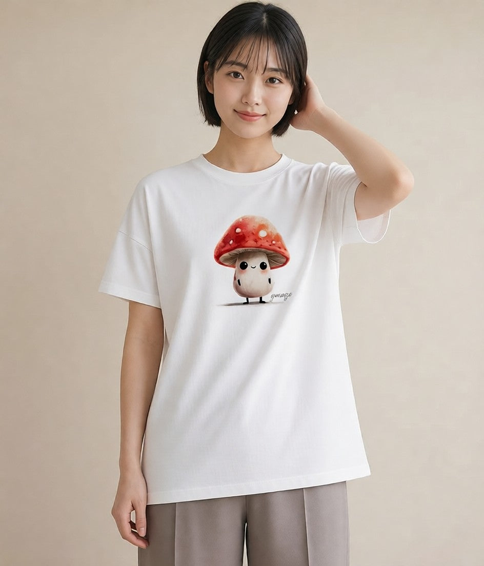 デザインTシャツ レディース きのこ 植物 ボタニカル イラスト 個性的 母娘コーデ 自分用 白T YMAZO