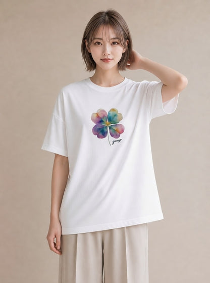 Tシャツ レディース パンジー 花 花柄 イラスト こなれ感 敬老の日 ホワイトデー 白T YMAZO