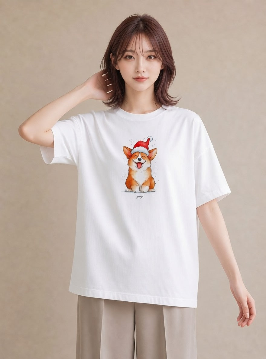 デザインTシャツ レディース ウェルシュコーギー コーギー 犬 いぬ イラスト 普段使い 女性 旅行用 白T YMAZO