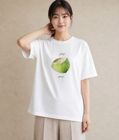 半袖Tシャツ レディース どんぐり 植物 ボタニカル イラスト アート風 母の日 ビーチ 白T YMAZO