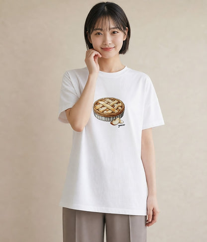 デザインTシャツ レディース クロワッサン 食べ物 フード イラスト 旅行コーデ ママ カフェ服 白T YMAZO