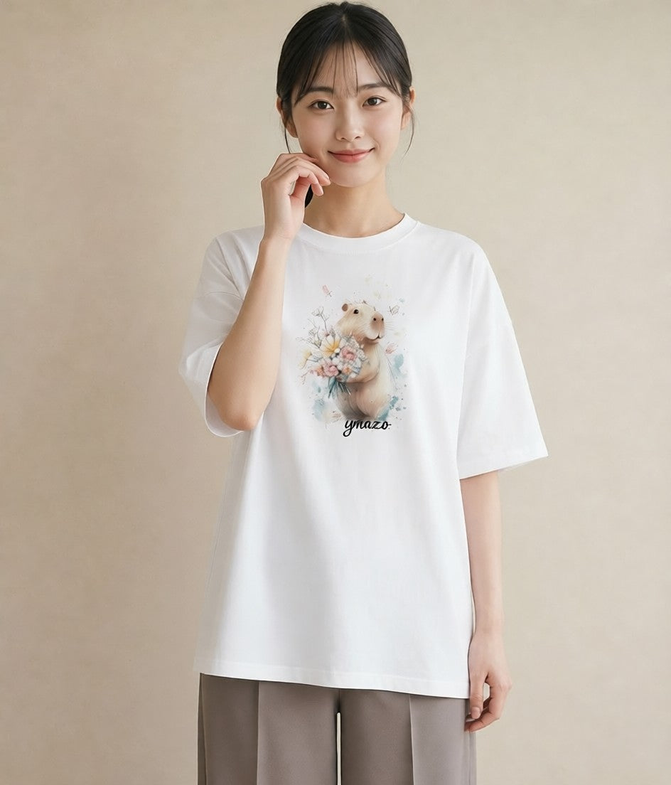 デザインTシャツ レディース ゴールデンハムスター ペット 動物 イラスト 淡色 デート 帰省 白T YMAZO