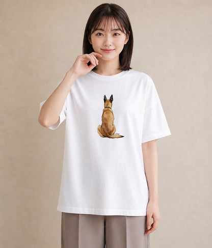 プリントTシャツ レディース ジャーマンシェパード 犬 いぬ イラスト シック 買い物 夏コーデ 白T YMAZO
