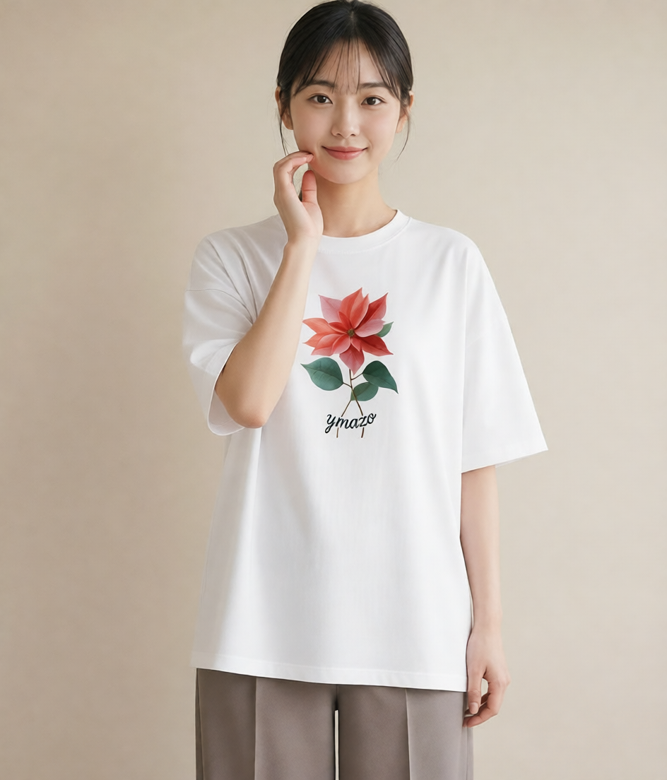 プリントTシャツ レディース 彼岸花 花 花柄 イラスト 上品 母の日 ビーチ 白T