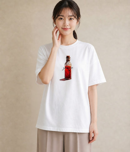 デザインTシャツ レディース ガラス瓶 小枝 ボタニカル ナチュラル アンティーク イラスト ポップ クリスマス 旅行 白T YMAZO