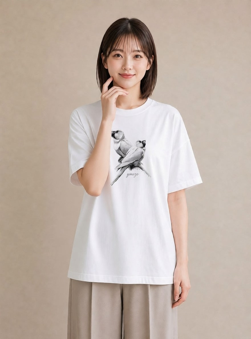 Tシャツ レディース オカメインコ ペット 動物 イラスト きれいめ ギフト 母の日 白T YMAZO
