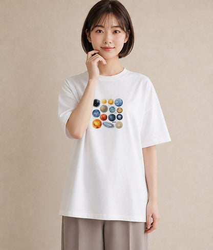 プリントTシャツ レディース 獅子座 星空 宇宙 イラスト ラフカジュアル 散歩 お出かけ 白T YMAZO