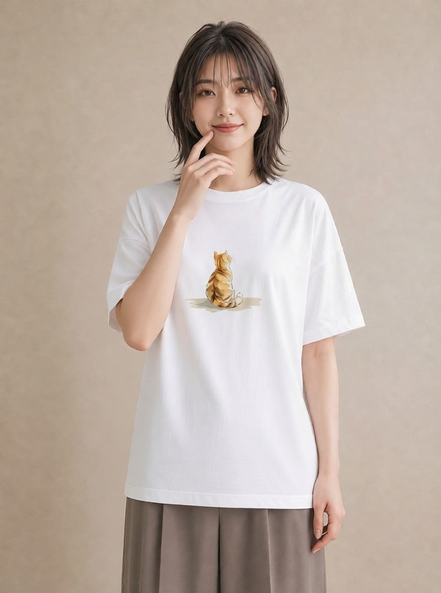 デザインTシャツ レディース 愛猫 猫 ねこ イラスト モード 秋コーデ おしゃれギフト 白T YMAZO