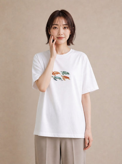 半袖Tシャツ レディース カメ ペット 動物 イラスト 個性的 普段着 週末コーデ 白T YMAZO