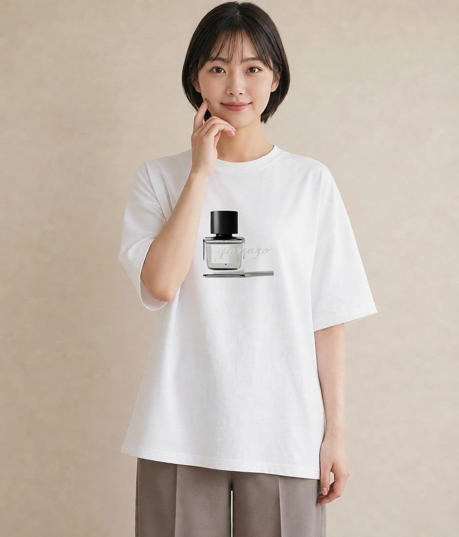 Tシャツ レディース 香水 香水瓶 パフューム イラスト ルームウェア ギフト 白T YMAZO