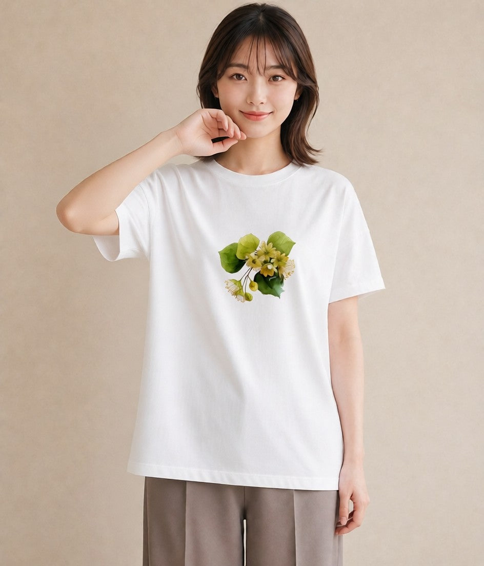 グラフィックTシャツ レディース クローバー 四つ葉 花 花柄 イラスト 韓国風 お揃い 親子 白T YMAZO