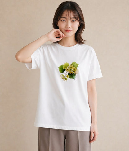 グラフィックTシャツ レディース クローバー 四つ葉 花 花柄 イラスト 韓国風 お揃い 親子 白T YMAZO