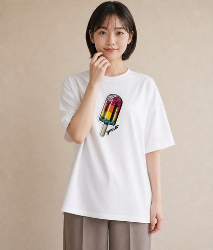 グラフィックTシャツ レディース アイス 食べ物 フード イラスト フェミニン 敬老の日 ホワイトデー 白T YMAZO