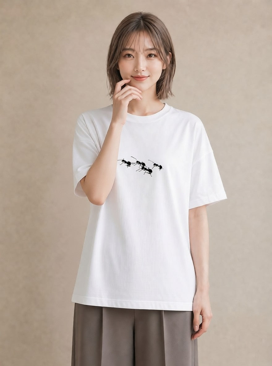 Tシャツ レディース アリ 昆虫 虫 イラスト 水彩風 誕生日プレゼント 綿100 白T YMAZO