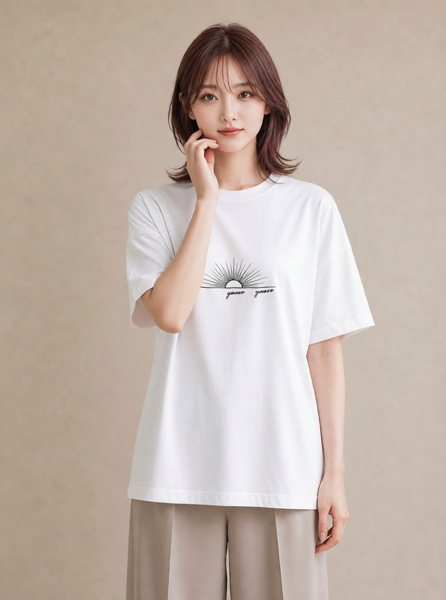Tシャツ レディース 海 リゾート 夏 イラスト レトロ 週末コーデ 敬老の日 白T YMAZO