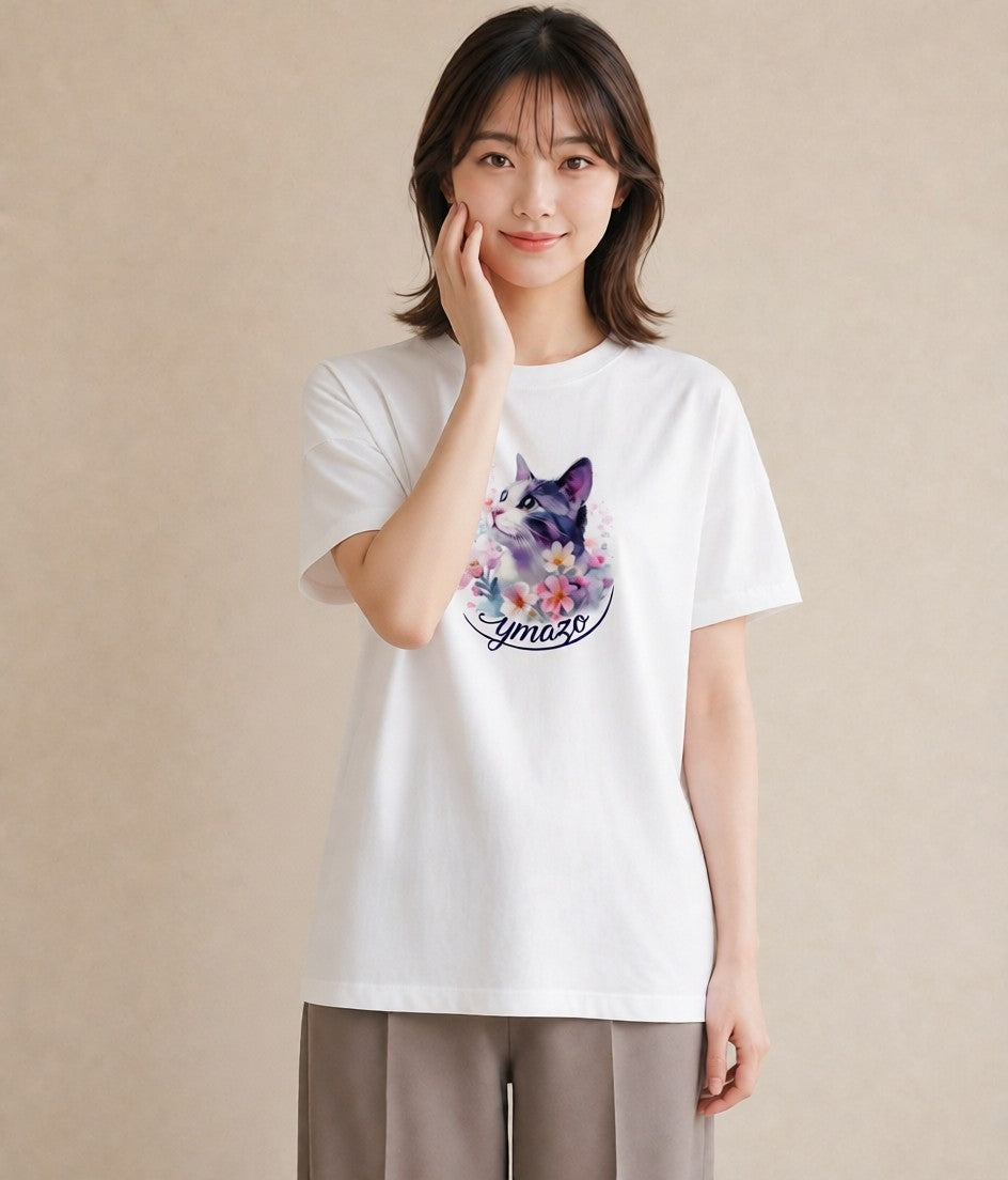 プリントTシャツ レディース 猫の手 猫 ねこ イラスト 手描き風 姉妹 送別ギフト 白T YMAZO