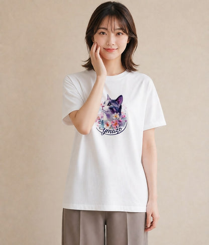 プリントTシャツ レディース 猫の手 猫 ねこ イラスト 手描き風 姉妹 送別ギフト 白T YMAZO