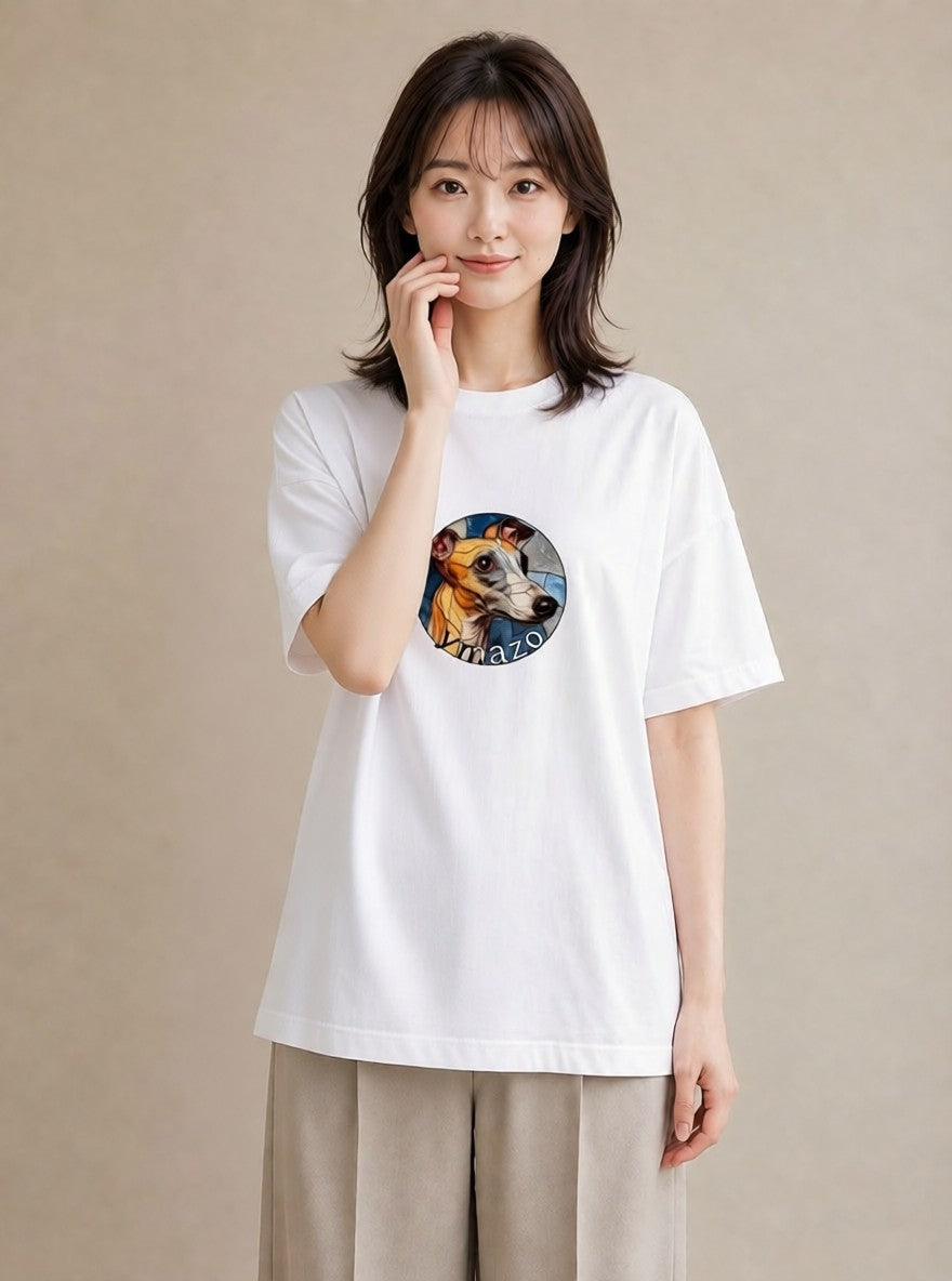 グラフィックTシャツ レディース イタリアングレーハウンド 犬 いぬ イラスト 線画 社会人 女性 白T YMAZO