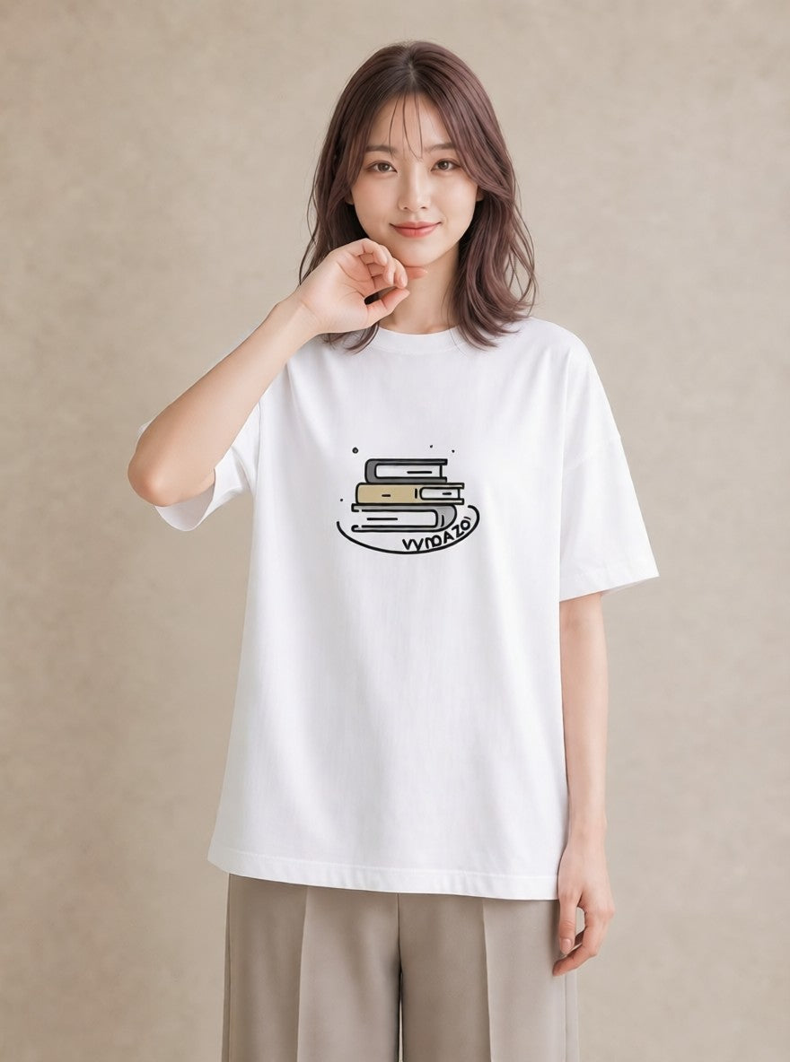 半袖Tシャツ レディース 本 読書 ブック イラスト 個性的 ギフト 母の日 白T YMAZO