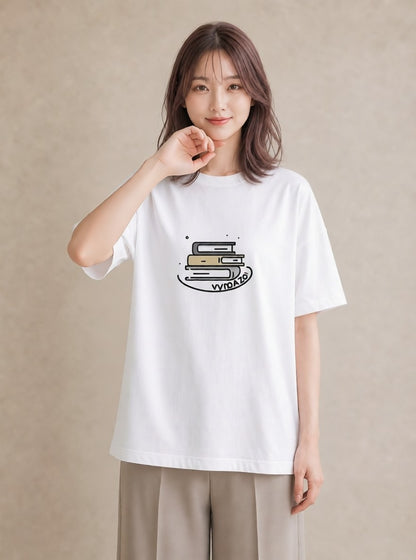 半袖Tシャツ レディース 本 読書 ブック イラスト 個性的 ギフト 母の日 白T YMAZO