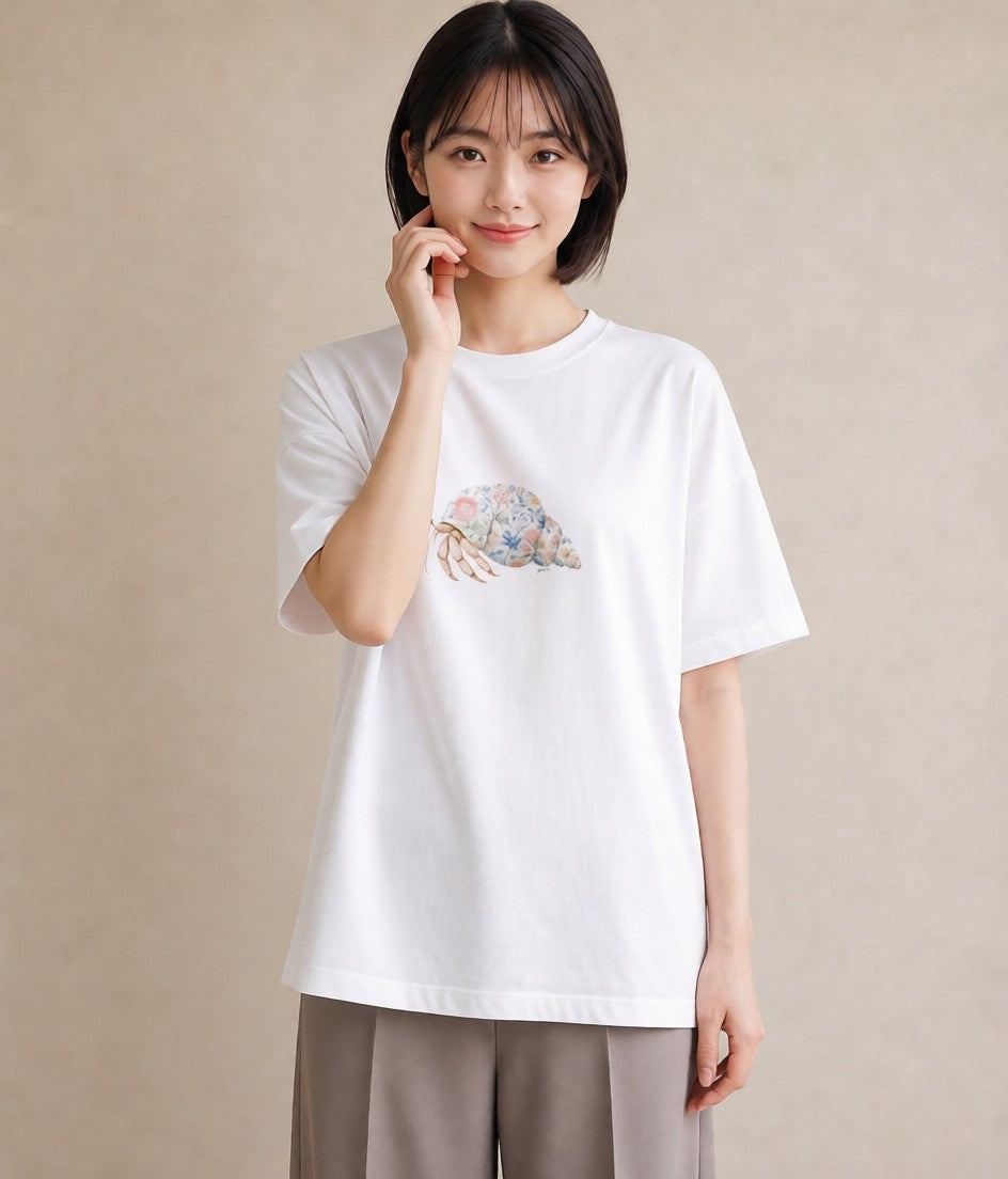 プリントTシャツ レディース かたつむり 昆虫 虫 イラスト きれいめカジュアル 女性向けギフト 散歩 白T YMAZO