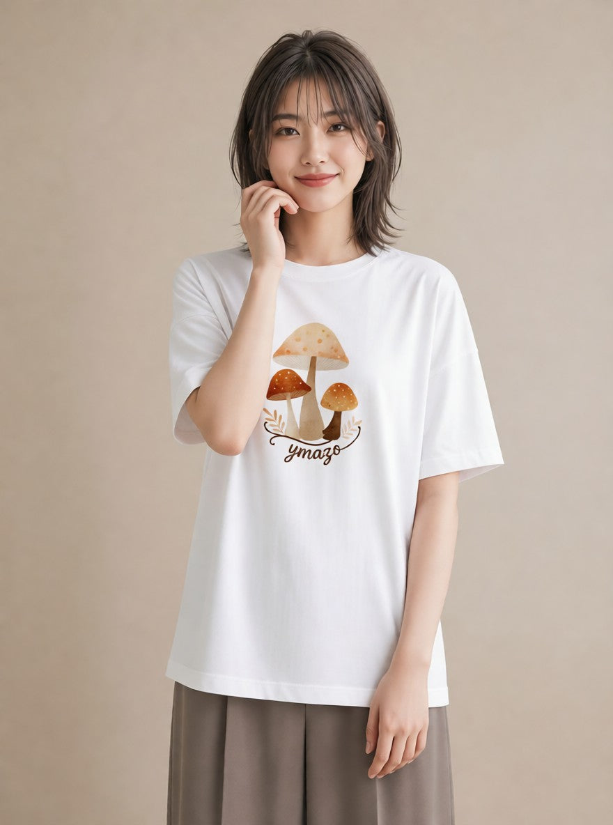 デザインTシャツ レディース どんぐり 植物 ボタニカル イラスト ゆるかわ 秋コーデ おしゃれギフト 白T YMAZO