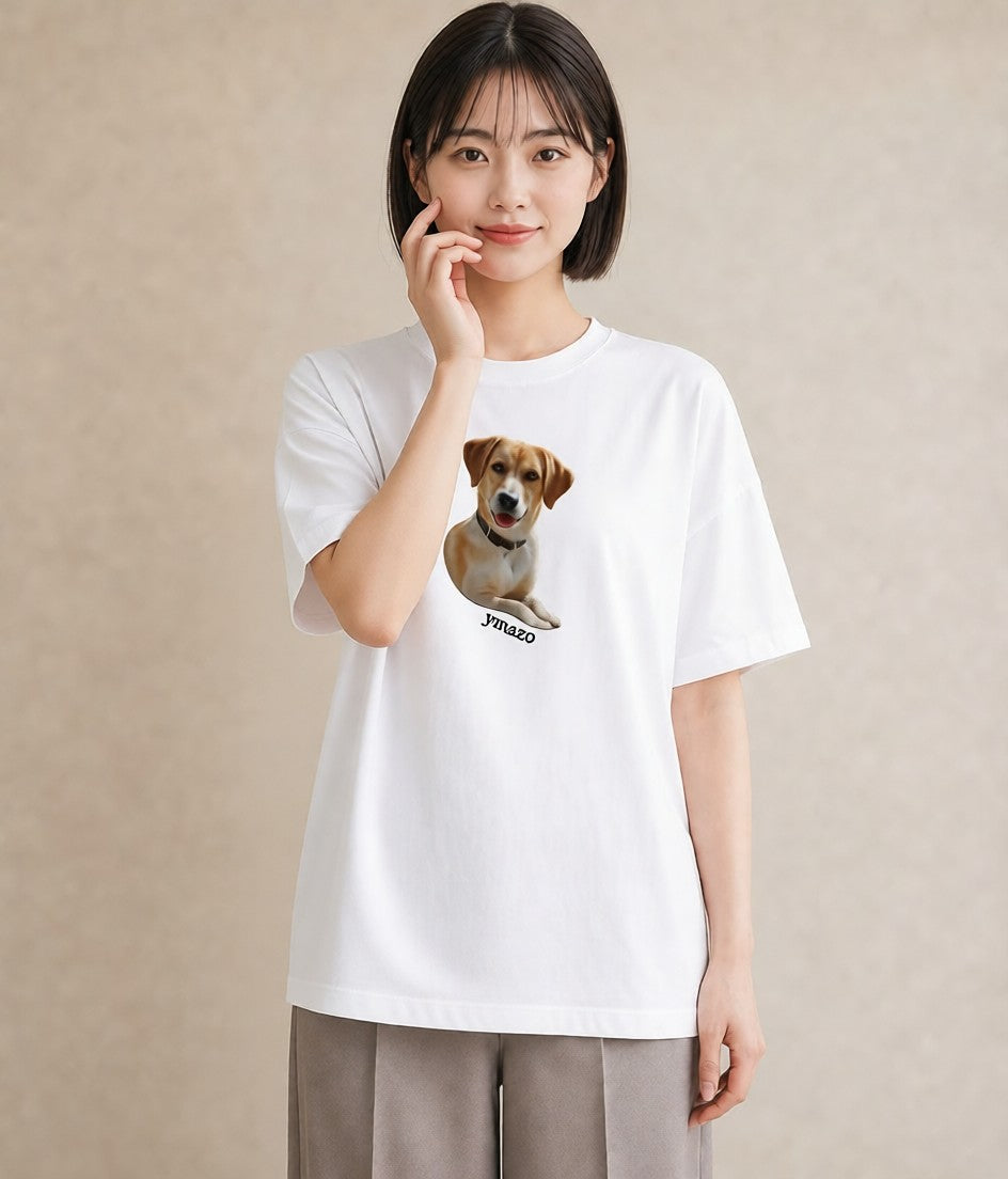 デザインTシャツ レディース ラブラドールレトリバー 犬 いぬ イラスト 韓国風 休日 ペアコーデ 白T YMAZO
