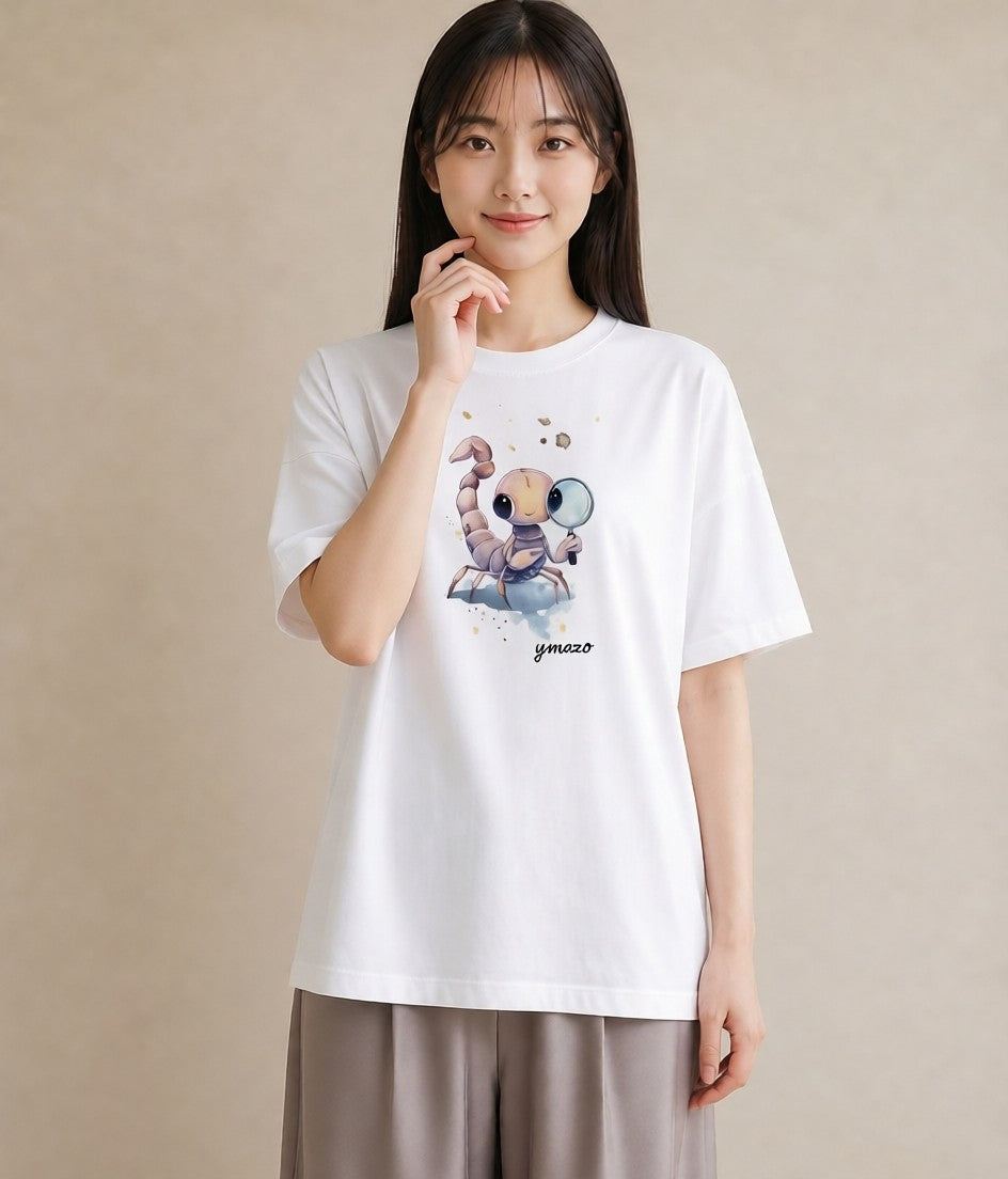 Tシャツ レディース 蠍座 星空 宇宙 イラスト お洒落 週末コーデ 敬老の日 白T YMAZO