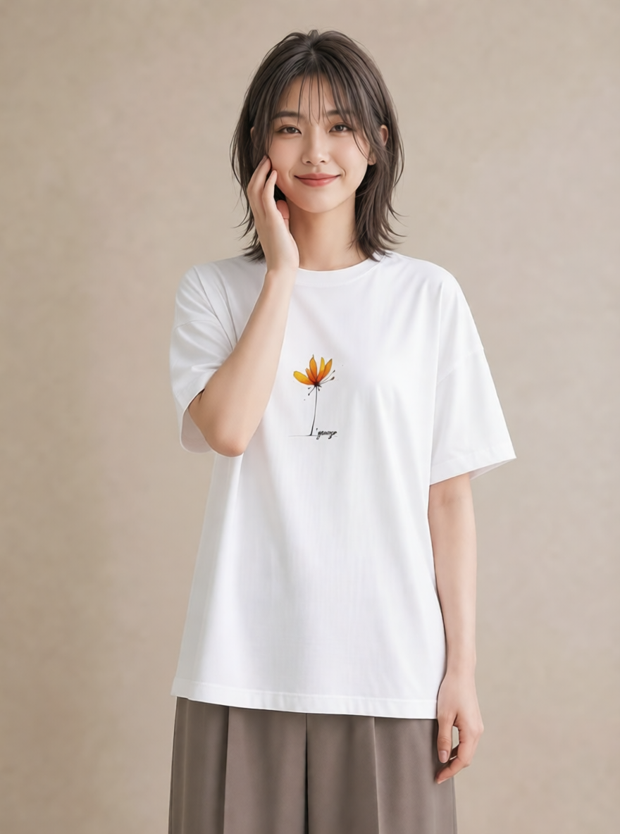 Tシャツ レディース ミモザ 花 花柄 イラスト 抜け感 母娘コーデ 自分用 白T