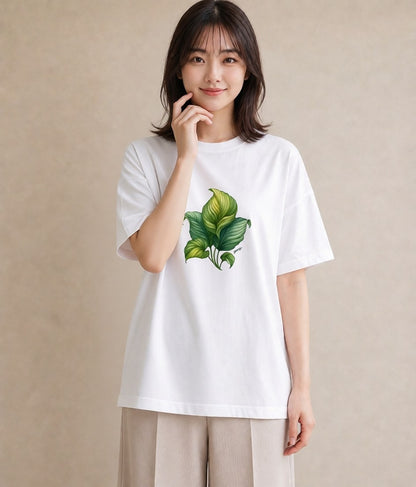 プリントTシャツ レディース 観葉植物 植物 ボタニカル イラスト カフェコーデ カフェ服 クリスマス 白T YMAZO