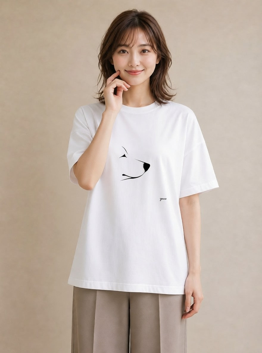 Tシャツ レディース 犬 いぬ わんこ イラスト 可愛い お揃い 親子 白T YMAZO