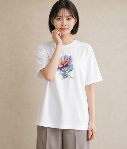 プリントTシャツ レディース ひまわり 向日葵 花 花柄 イラスト デイリーウェア 休日 白T YMAZO