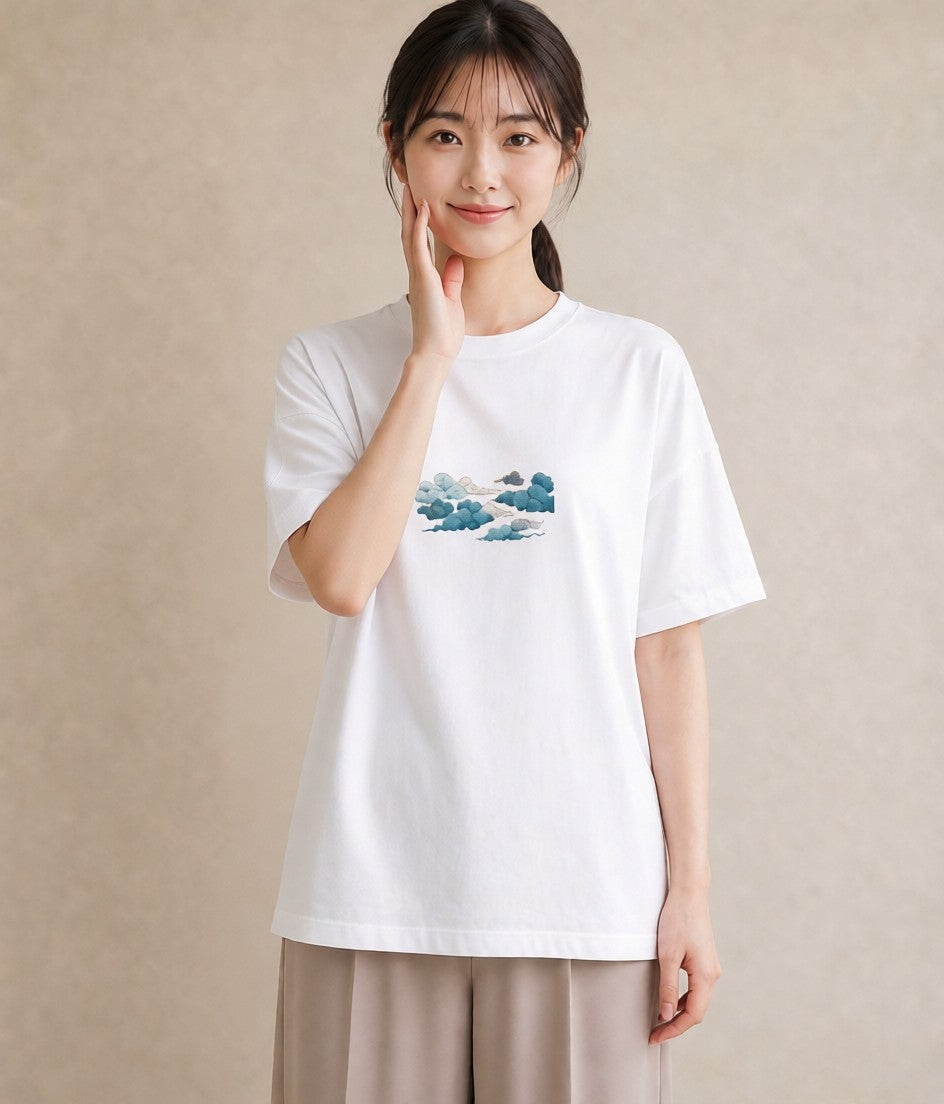 デザインTシャツ レディース 空 星空 宇宙 イラスト 韓国風 帰省 ラフ 白T YMAZO