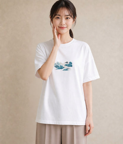 デザインTシャツ レディース 空 星空 宇宙 イラスト 韓国風 帰省 ラフ 白T YMAZO