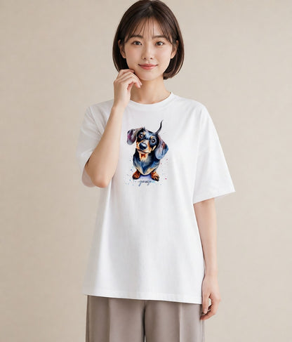 デザインTシャツ レディース いぬ 犬 ワンコ イラスト ニュアンス デート 帰省 白T YMAZO