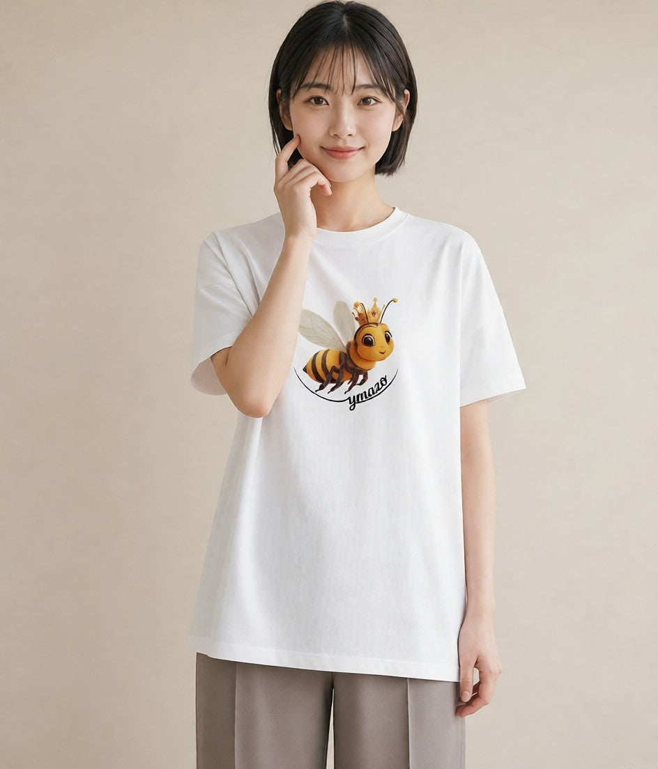 グラフィックTシャツ レディース みつばち 昆虫 虫 イラスト カフェコーデ 在宅 公園 白T YMAZO