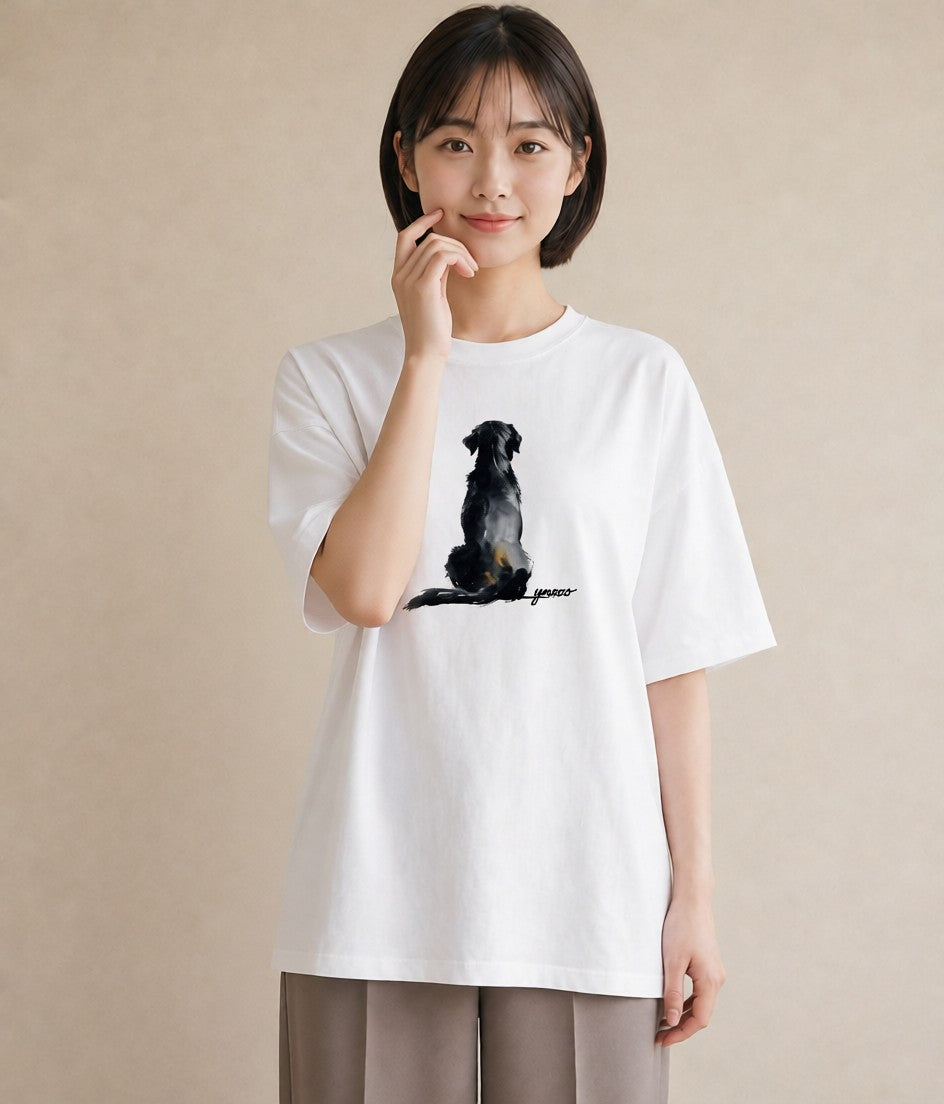 半袖Tシャツ レディース 老犬 犬 いぬ イラスト ゆるコーデ ペアコーデ 秋コーデ 白T YMAZO